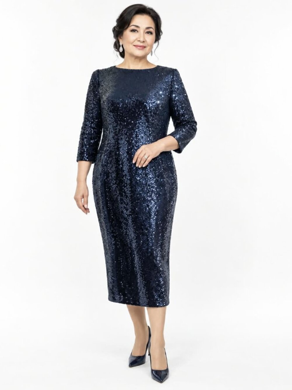 Adrianna Papell Dark Blue Glitter Dress size 12